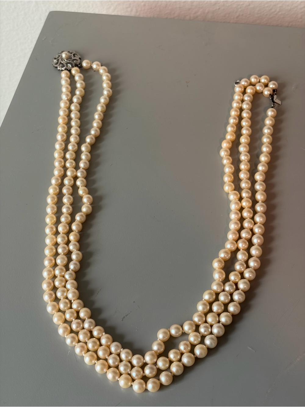 Classic Triple-Strand Pearl Necklace - Pearl